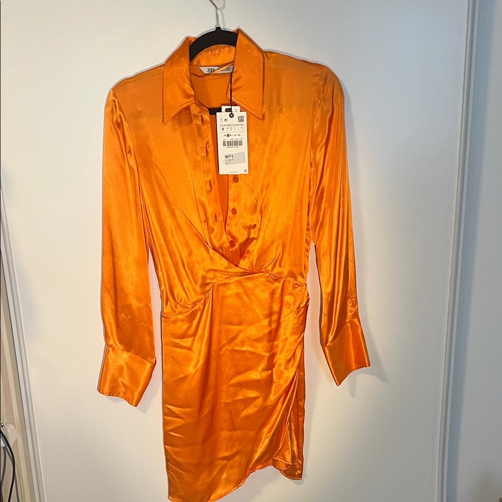 Zara Orange Long Sleeve Dress